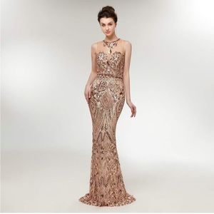 NWT Gold Sequin Mermaid Evening Gown